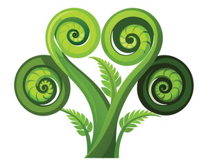 Wall Mural - Fiddleheads vector illustration isolated on white background