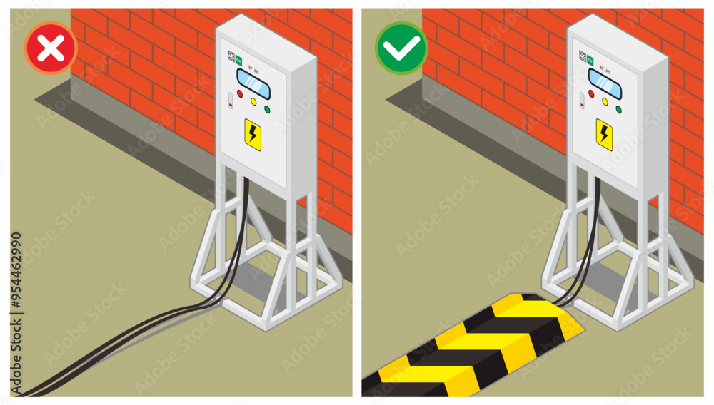 Safety do's and do not's vector illustration. Unsafe work condition of