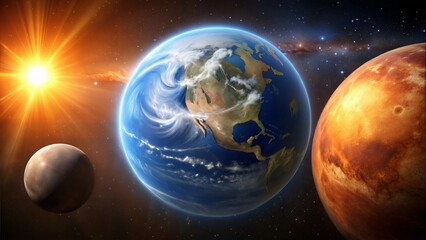 Wall Mural - a realistic depiction of the sun earth