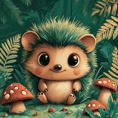 Poster - Cute Hedgehog in the Forest