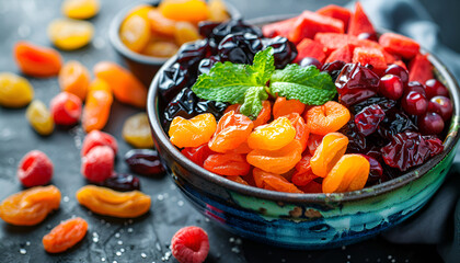 Poster - bowl filled with a variety of dried fruits