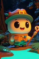 Canvas Print - Cute 3D Character in a Forest Adventure