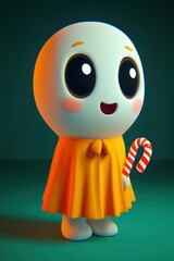 Poster - Cute 3D Character Holding a Candy Cane