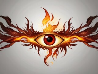 Sticker - scary Burning eyes on a white background., scary eyes, beautiful eyes with fire flame,eye of mystical creature