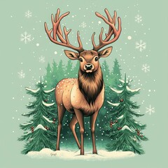 Sticker - Majestic Reindeer in Winter Wonderland