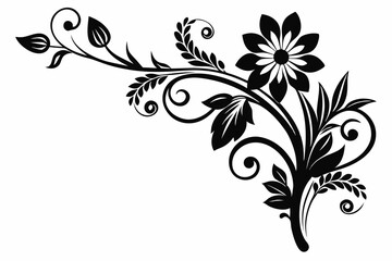 Poster - Designer flower with a butterfly on a white background