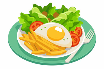 Poster - breakfast concept with eggs and salad