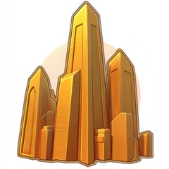 Poster - Golden City Skyline Illustration