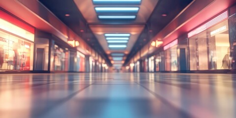 Poster - 3D rendering of an abstract blur and defocused interior of a shopping mall for background use