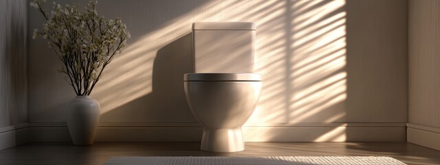 Fototapete - 3D rendering of a white toilet bowl