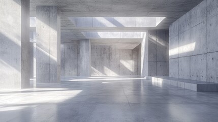 Poster - Abstract white and concrete interior featuring 3D rendering