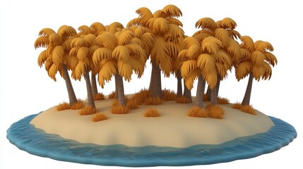 Wall Mural - Cartoon Island with Palm Trees