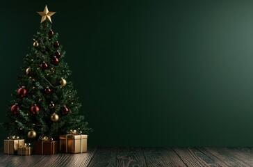 Wall Mural - festive christmas tree with gifts