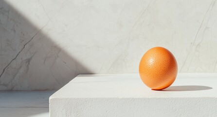 Poster - Vibrant orange citrus fruit on minimalist marble background