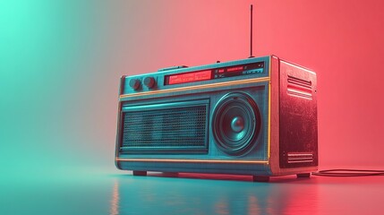 Retro Vintage Radio with Neon Lights