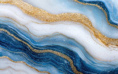 Canvas Print - Shimmering waves of gold and blue