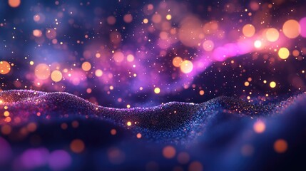 Aufkleber - Glowing particles stars and a sparkling flow create an abstract background with sparkle glitter in a 3D cartoon rendering
