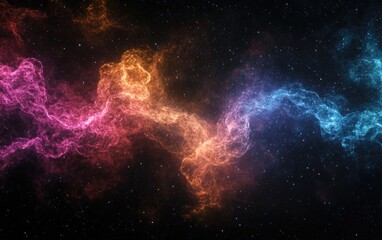 Poster - Colorful fractal nebula dust on a black background in 3D cartoon rendering