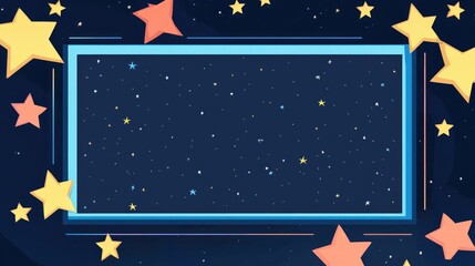 Aufkleber - Rectangular frame in a 3D cartoon style against a starry night sky featuring stars and a blue stripe