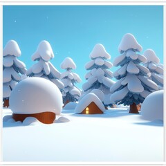 Sticker - Winter Wonderland with a Cabin in the Woods