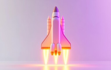 Aufkleber - Isolated on a white background a shuttle start in 3D cartoon rendering