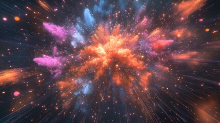 Poster - Fractal visual depicting a large explosion or vibrant fireworks display
