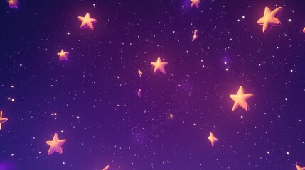 Poster - Stars in the night sky with a purple background rendered in 3D cartoon style
