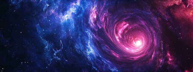 Poster - Science fiction 3D cartoon rendering featuring a violet purple black hole Cosmic galaxy wallpaper render