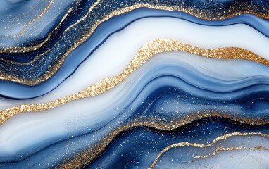 Wall Mural - Elegant abstract fluid art background with golden glitter