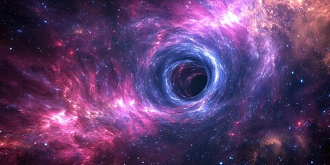 Poster - Fractal image illustrating a wormhole in deep space created with 3D cartoon rendering