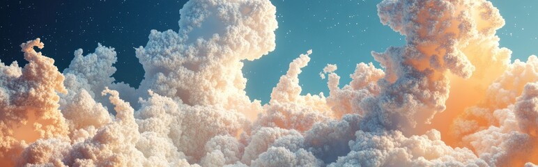 Aufkleber - 3D cartoon rendering featuring a creative arrangement of fractal clouds serving as a complementary graphic for themes of the universe cosmos astronomy science and education