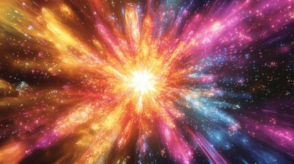 Poster - Fractal visual depicting a large explosion or vibrant fireworks display