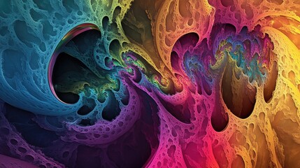 Poster - Vivid and chaotic fractal design with colorful abstract shapes 3D rendered illustration for artistic backgrounds or wallpapers