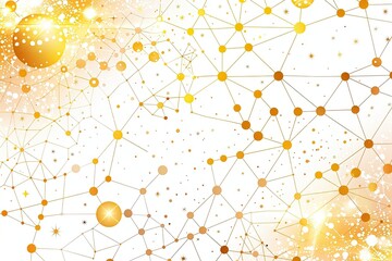Poster - Abstract golden network design with circles and connecting lines, conveying a sense of innovation and technology.