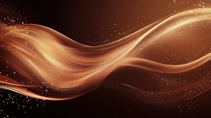Poster - Elegant abstract background in shades of brown featuring shimmering glitter and flowing wave designs