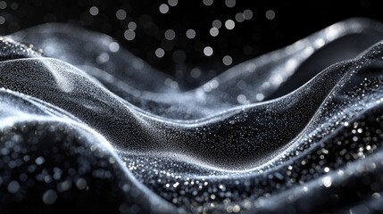 Poster - Vibrant shining silver particles create an abstract festive backdrop Striking illumination effects in digital fractal design 3D rendering