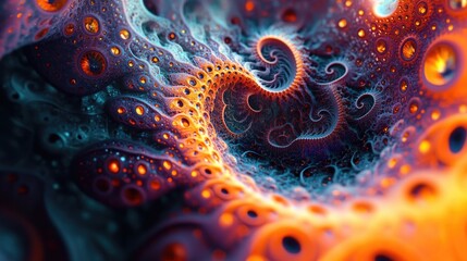 Poster - Vibrant and intricate fractal design Abstract shapes in a mesmerizing 3D rendering perfect for backgrounds or wallpapers