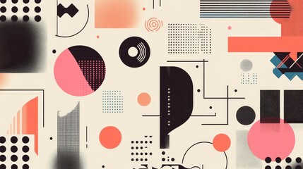 Poster - Geometric background featuring various shapes and decorative elements