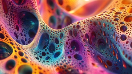 Poster - Vibrant and chaotic abstract fractal patterns in a colorful design 3D rendered illustration ideal for backgrounds or wallpapers