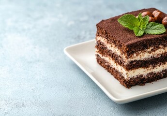 Sticker - Delicious chocolate cake with mint garnish