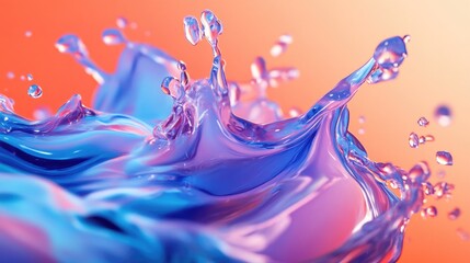 Poster - Splashing liquid depicted in a 3D illustration showcasing a vibrant and dynamic representation of fluid movement