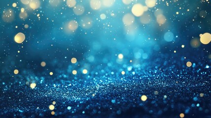 Canvas Print - Glamorous abstract blue background illustration featuring sparkling glitter elements