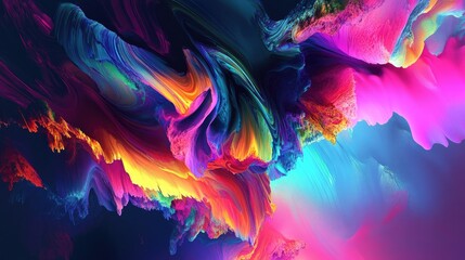 Poster - Vibrant multi colored computer generated illustration set against a dark backdrop