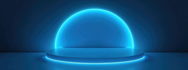 Poster - Light blue display stand Soft colored podium 3D visualization