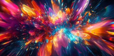 Wall Mural - Abstract Explosion of Vibrant Colors and Light Streaks