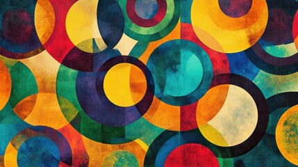 Canvas Print - Multicolor abstract pattern featuring geometric circles creating a visually striking background