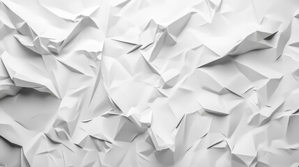 Poster - White abstract backdrop featuring a low poly design and crumpled paper texture in a 3D representation