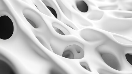 Poster - Futuristic white shapes on a black background created through 3D rendering techniques