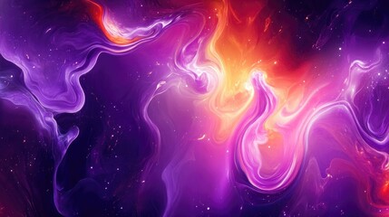 Poster - Vibrant abstract background featuring a bright glowing iridescent purple and multicolored liquid plasma with magical energy