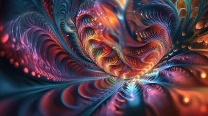 Wall Mural - Vibrant and chaotic abstract fractal design showcasing colorful patterns and intricate 3D shapes perfect for use as a captivating background or wallpaper